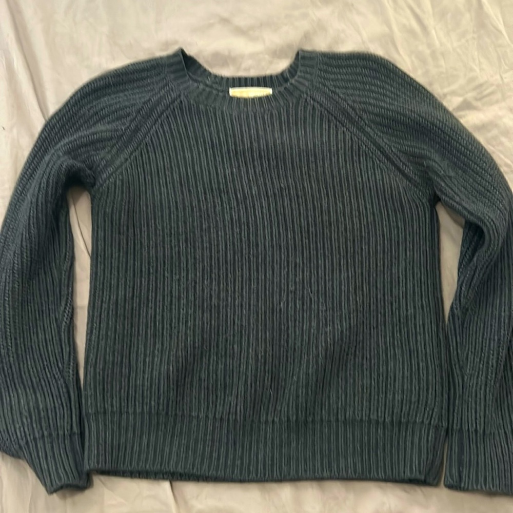 Gray Michael Kors Cotton/Viscose Crewneck Fisherman Sweater, Size M